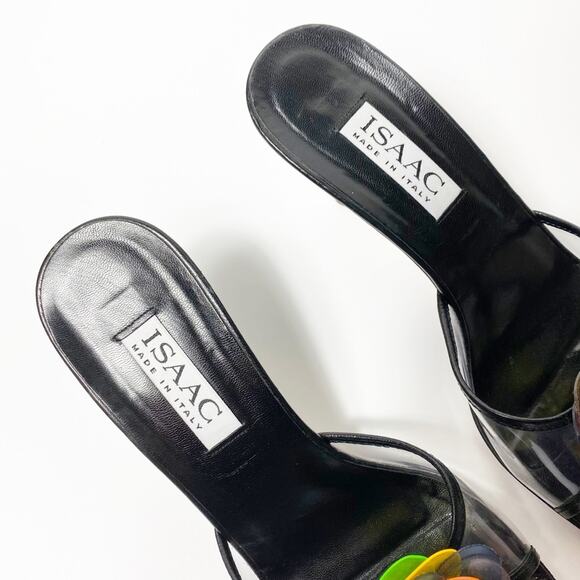 ISAAC Made in Italy Flower Black Heels SIZE 8.5 - Picture 3 of 8